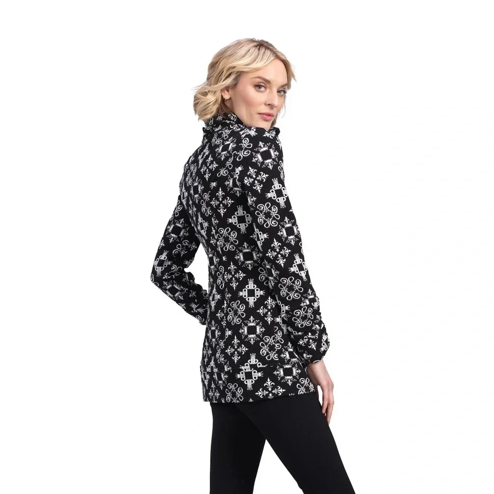 Tonia Debellis Molly Jacket in Signature Logo in Black White Size XL